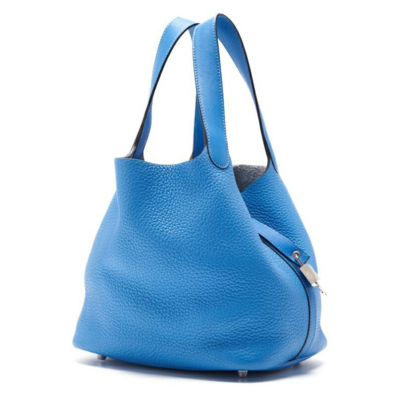 Gebrauchte Picotin Lock MM Handtasche Tryon Clemence Swift Blue Paradise Silberfarbene Hardware Gebraucht