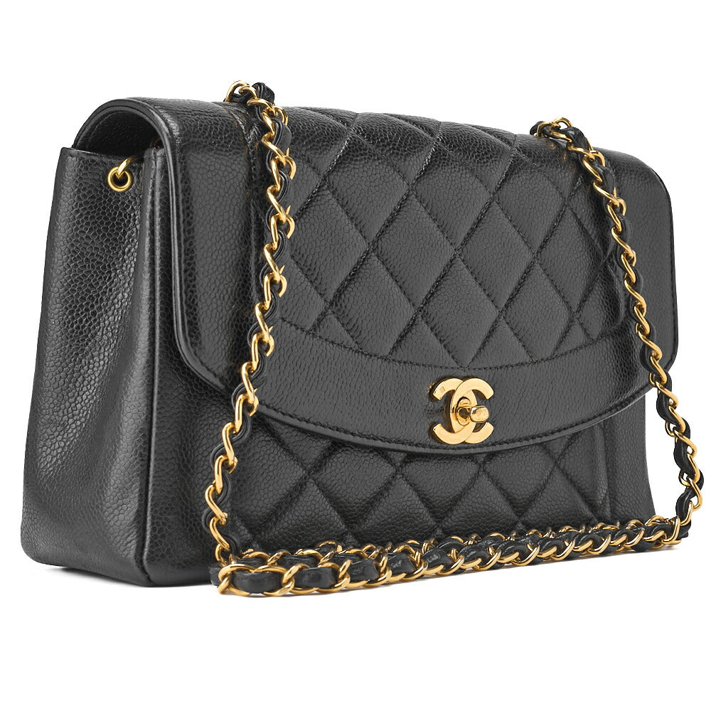 Pre-Owned Schultertasche Tote Bag Matelassé Caviar Skin Schwarz Goldfarbene Hardware Pre-Owned