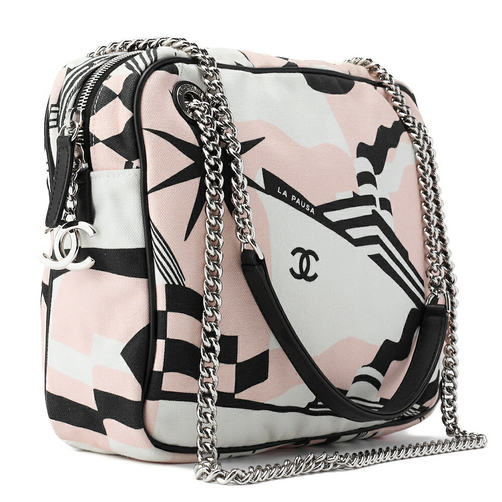 Gebrauchte Schultertasche Cruise Line Coco Charm Canvas Mehrfarbig Silberfarbene Hardware Gebraucht