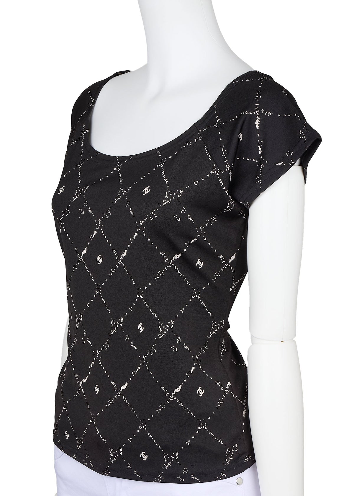 Gebrauchtes T-Shirt, Coco Mark, Matelassé, Polyestermischung, Schwarz, Gebraucht