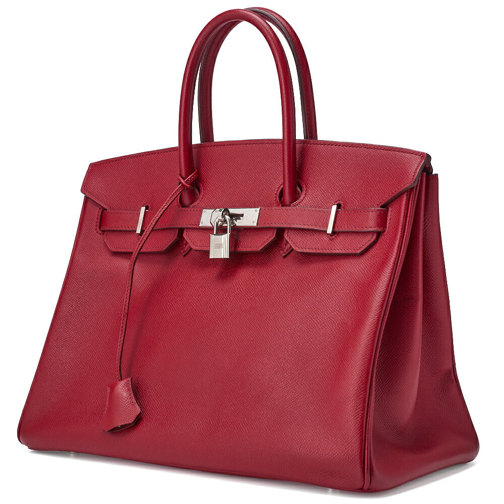 Gebrauchte Birkin 35 Handtasche Tote Bag Epson Rouge Casaque Silberfarbene Hardware Gebraucht