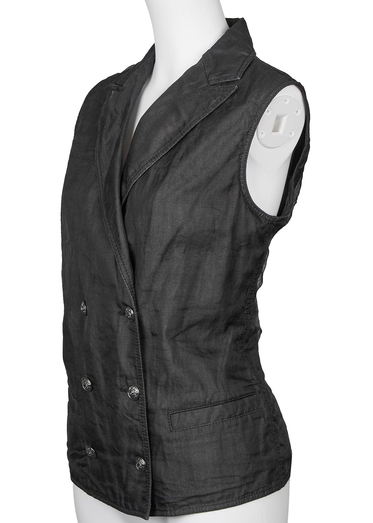 Gebrauchte Weste, Coco Button, Ärmellos, Schwarz, Silberfarbene Hardware, Gebraucht