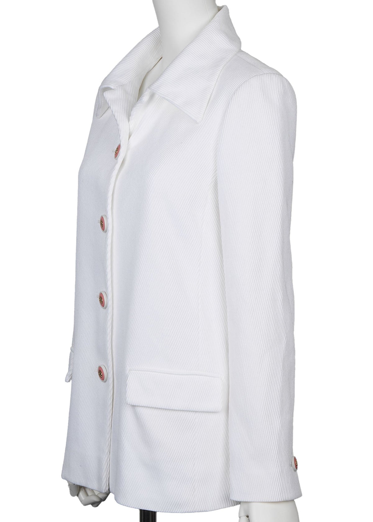 Gebrauchte Jacke, Coco Button, Langarm, Baumwolle, Weiß, Goldfarbene Hardware, Gebraucht