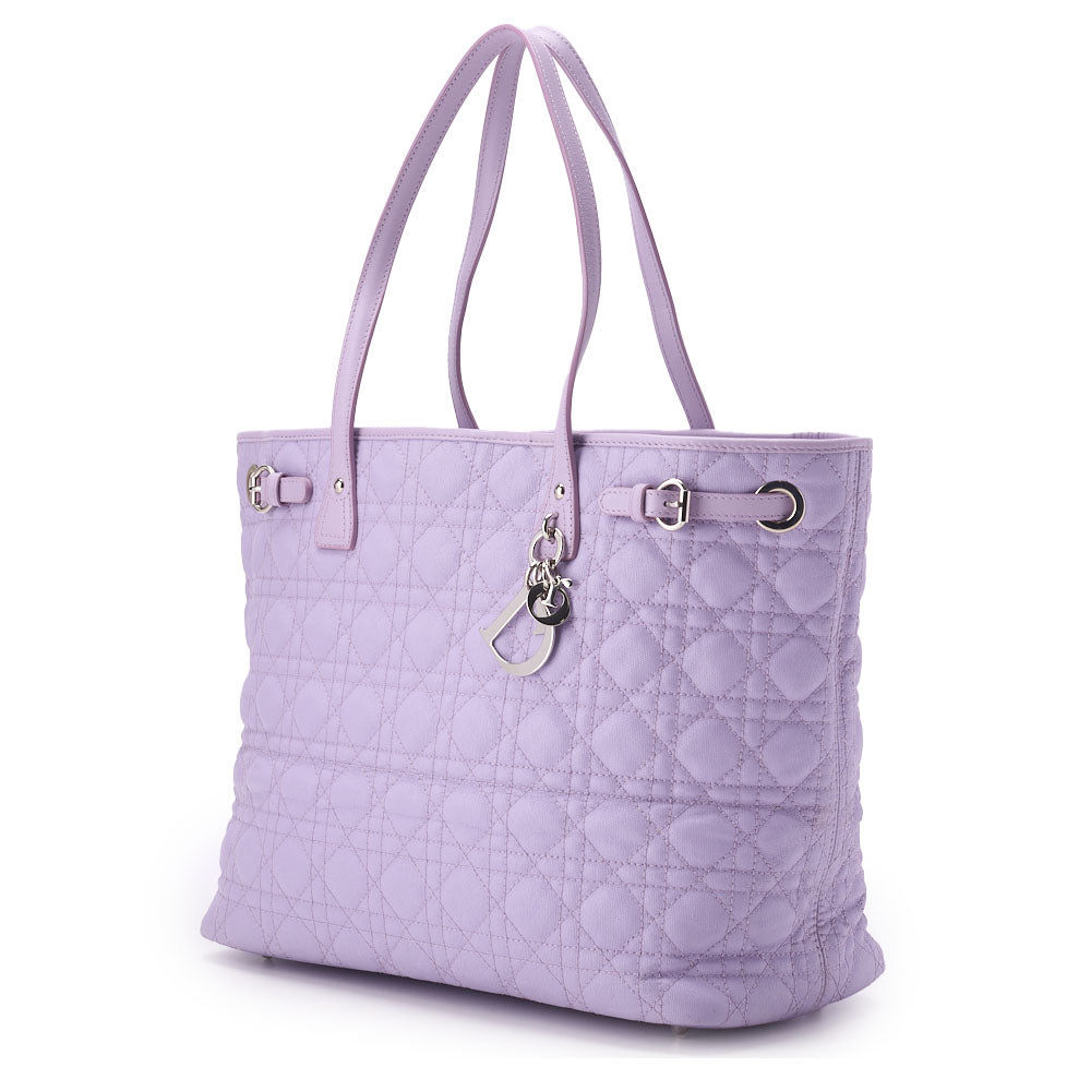 Gebrauchte Tragetasche, Lady Panarea Cannage, Beschichtetes Canvas, Lila, Silberfarbene Metallteile, Gebraucht