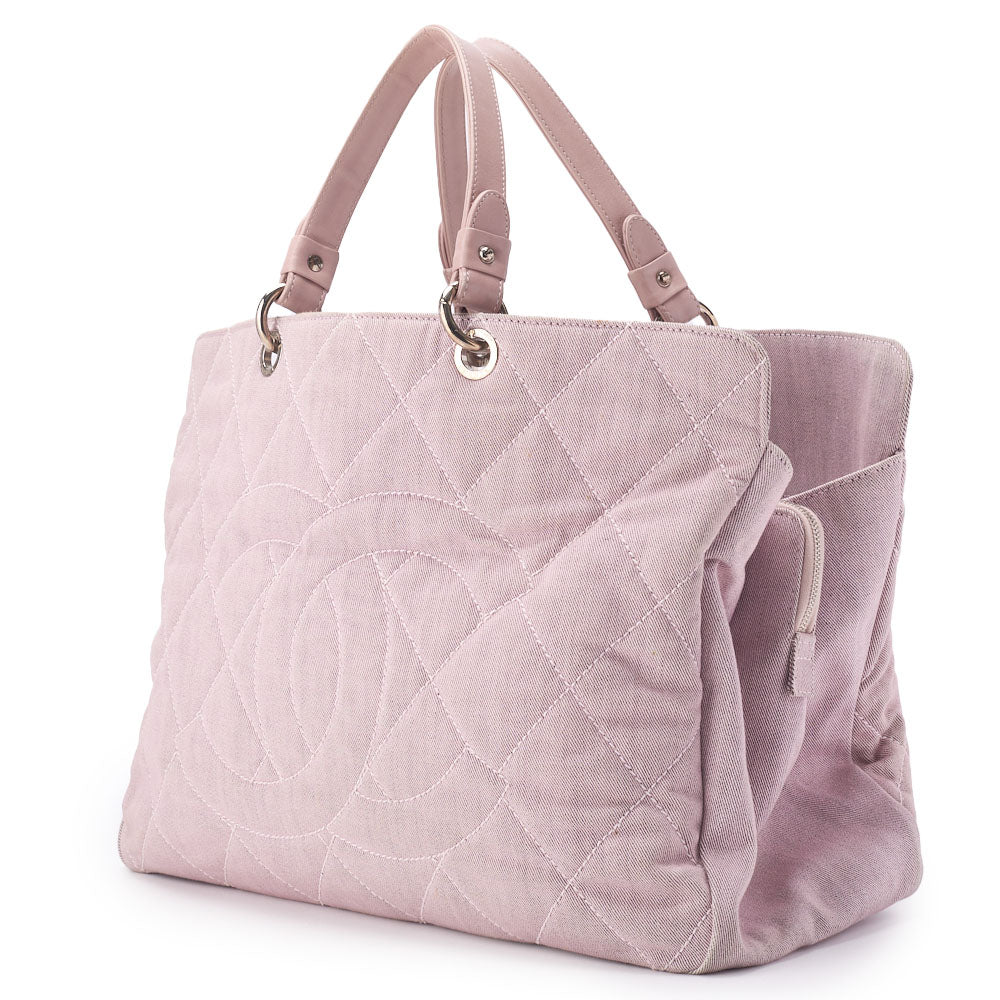 Pre-Owned Schultertasche Handtasche Matelasse Coco Mark Canvas Pink Silberfarbene Hardware Pre-Owned