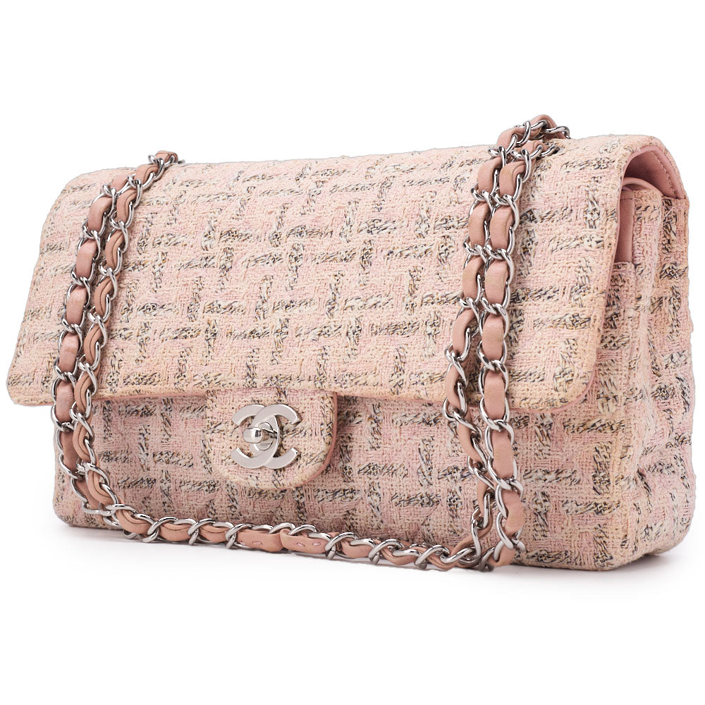 Pre-Owned Schultertasche, Matelassé-Drehverschluss, Jersey, Pink, Silberfarbene Metallteile, Pre-Owned