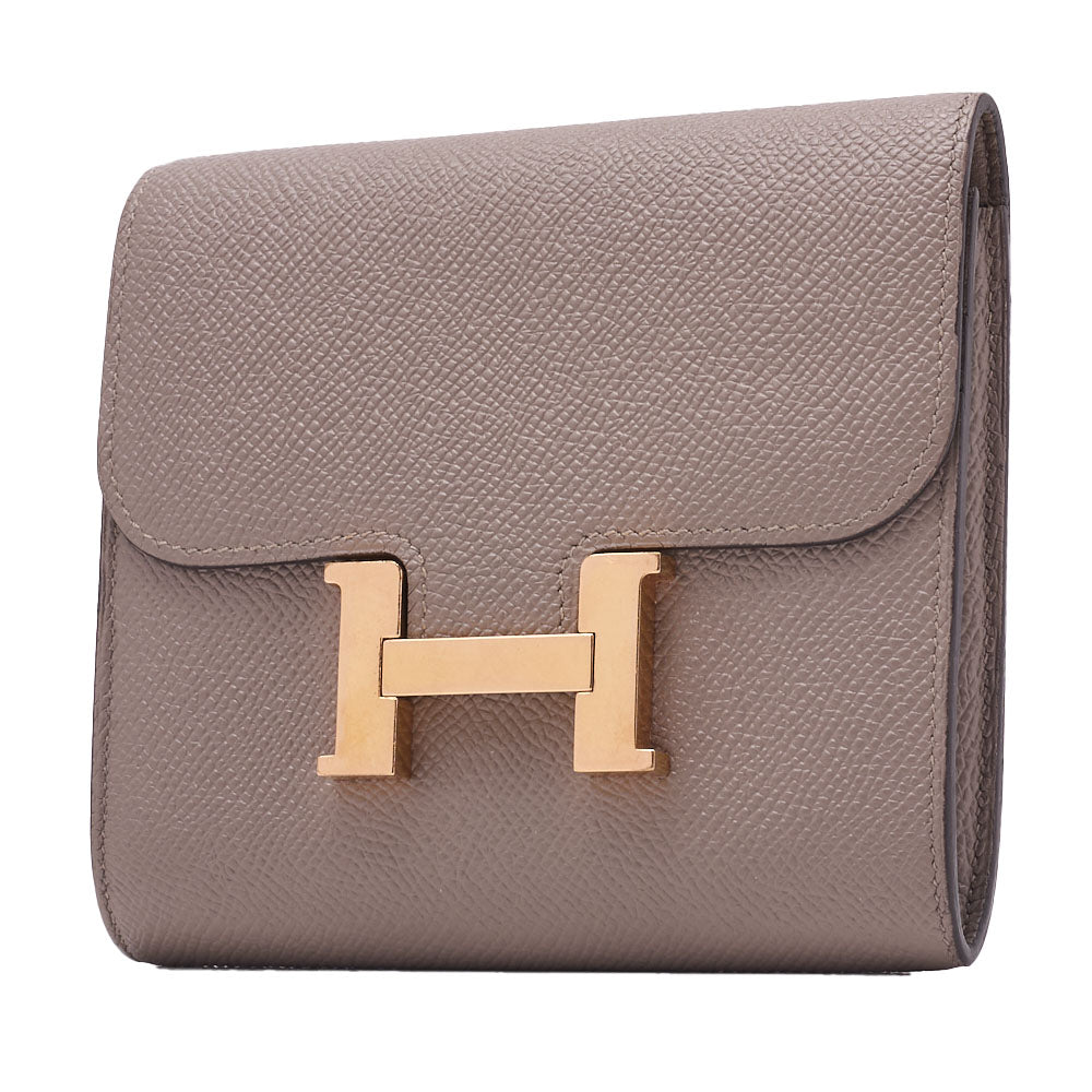 Gebrauchte Constance Compact Two-Fold Wallet Vaux Epson Etoupe Goldfarbene Hardware Gebrauchte