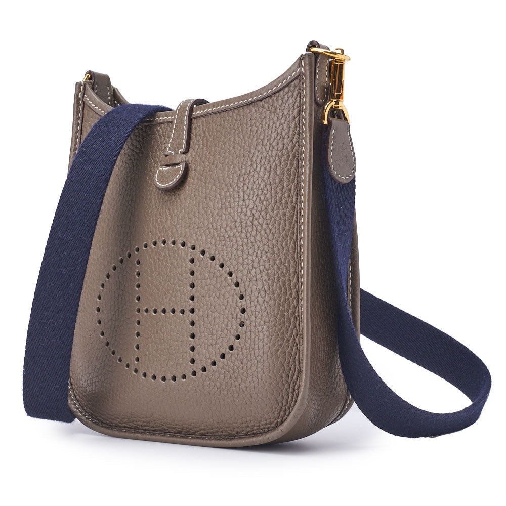 Gebrauchte Evelyn TPM Schultertasche Tryon Clemence Leder Etoupe Goldfarbene Hardware Gebrauchte