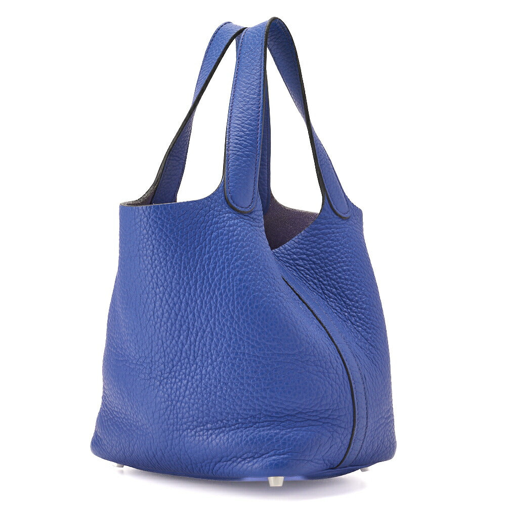Gebrauchte Picotin Lock PM Handtasche Tryon Clemence Blau Royal Silberfarbene Hardware Gebraucht