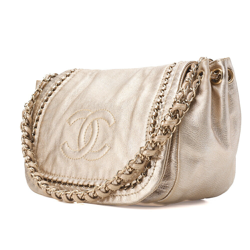 Pre-Owned Schultertasche Full Flap Coco Mark Soft Caviar Gold Gold-Tone Hardware Pre-Owned