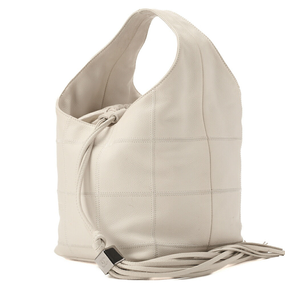 Gebrauchte Umhängetasche Handtasche Chocolate Bar Fringe Caviar Skin Weiß Silberfarbene Hardware Gebraucht