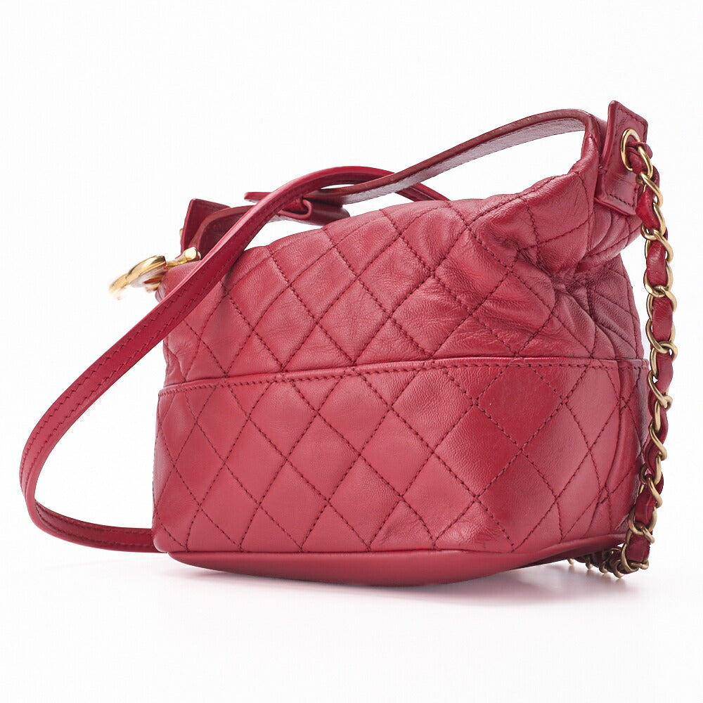 Pre-Owned Schultertasche Handtasche Matelasse Coco Charm 2WAY Lammleder Rot Goldfarbene Hardware Pre-Owned