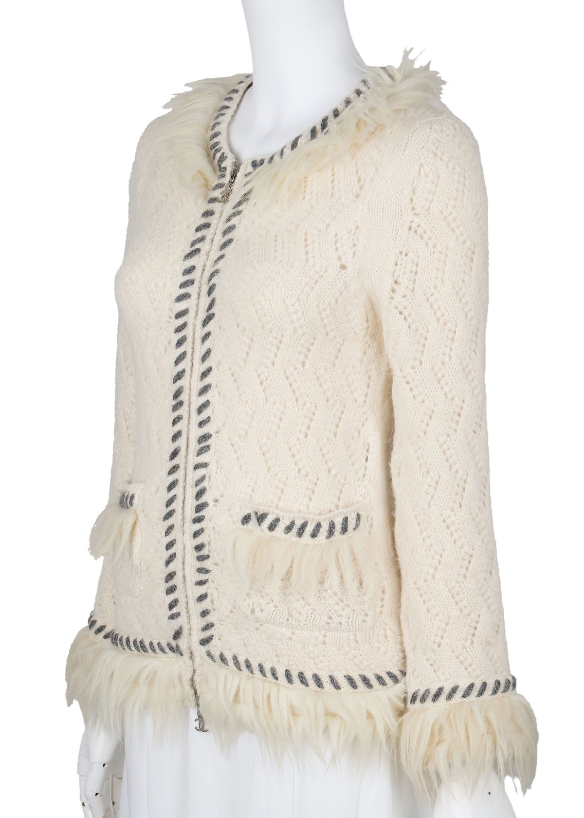 Pre-Owned Cardigan, Coco Mark, Langarm, Kaschmirmischung, Elfenbein, Pre-Owned