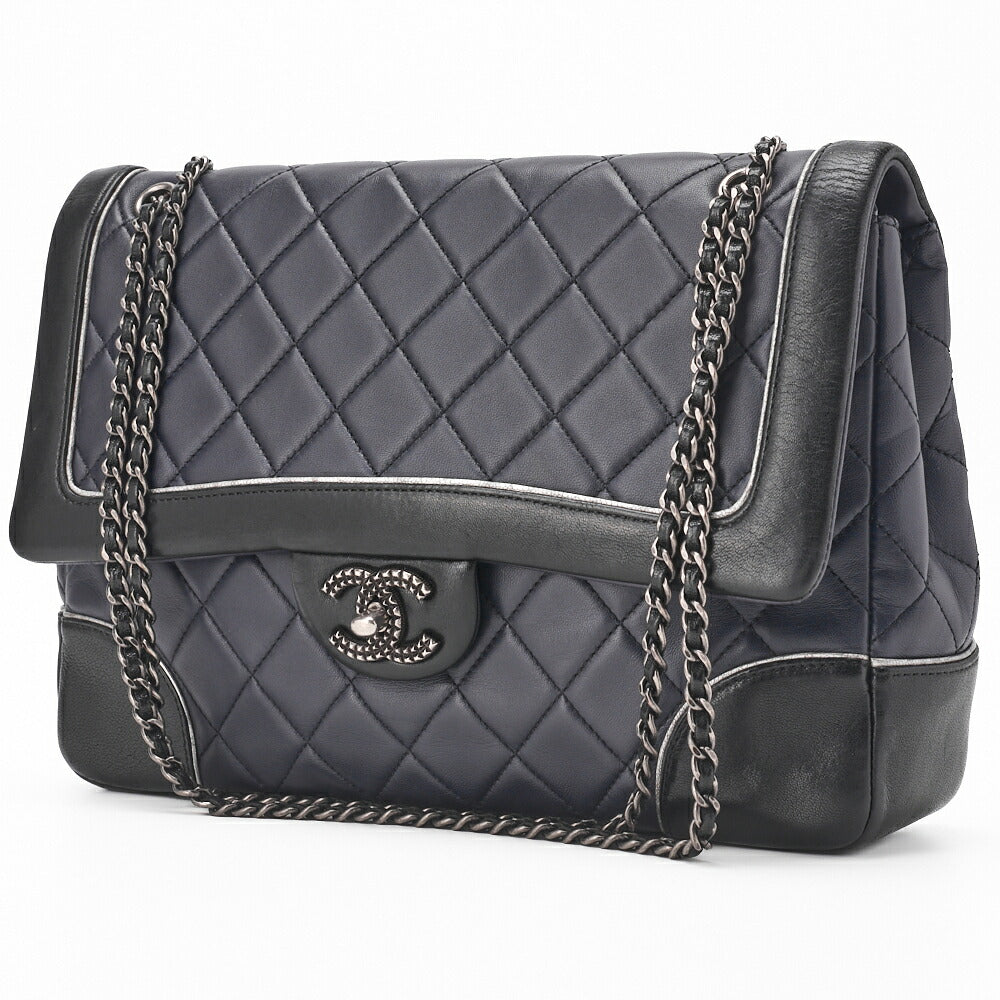 Pre-Owned Schultertasche, Deca Matelassé Drehverschluss, Lammleder, Schwarz, Silberfarbene Metallteile, Pre-Owned