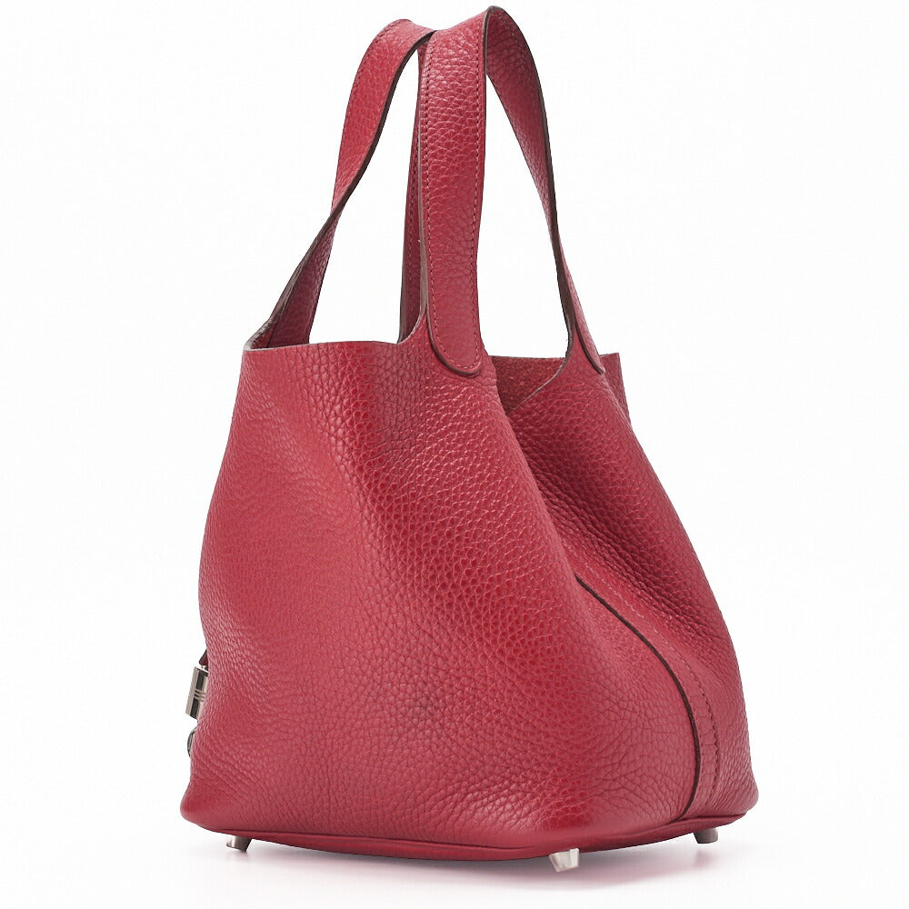 Gebrauchte Picotin Lock PM Handtasche, Tryon Clemence, Rouge Garance, silberfarbene Metallteile, gebraucht