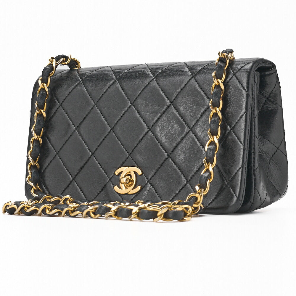 Pre-Owned Schultertasche Mini Matelassé Lammleder Schwarz Goldfarbene Hardware Pre-Owned