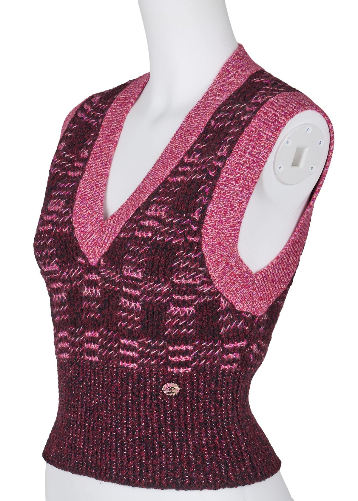 Pre-Owned Strickweste, Camisole, Ärmellos, Kaschmirmischung, Rosa, Goldfarbene Metallteile, Pre-Owned