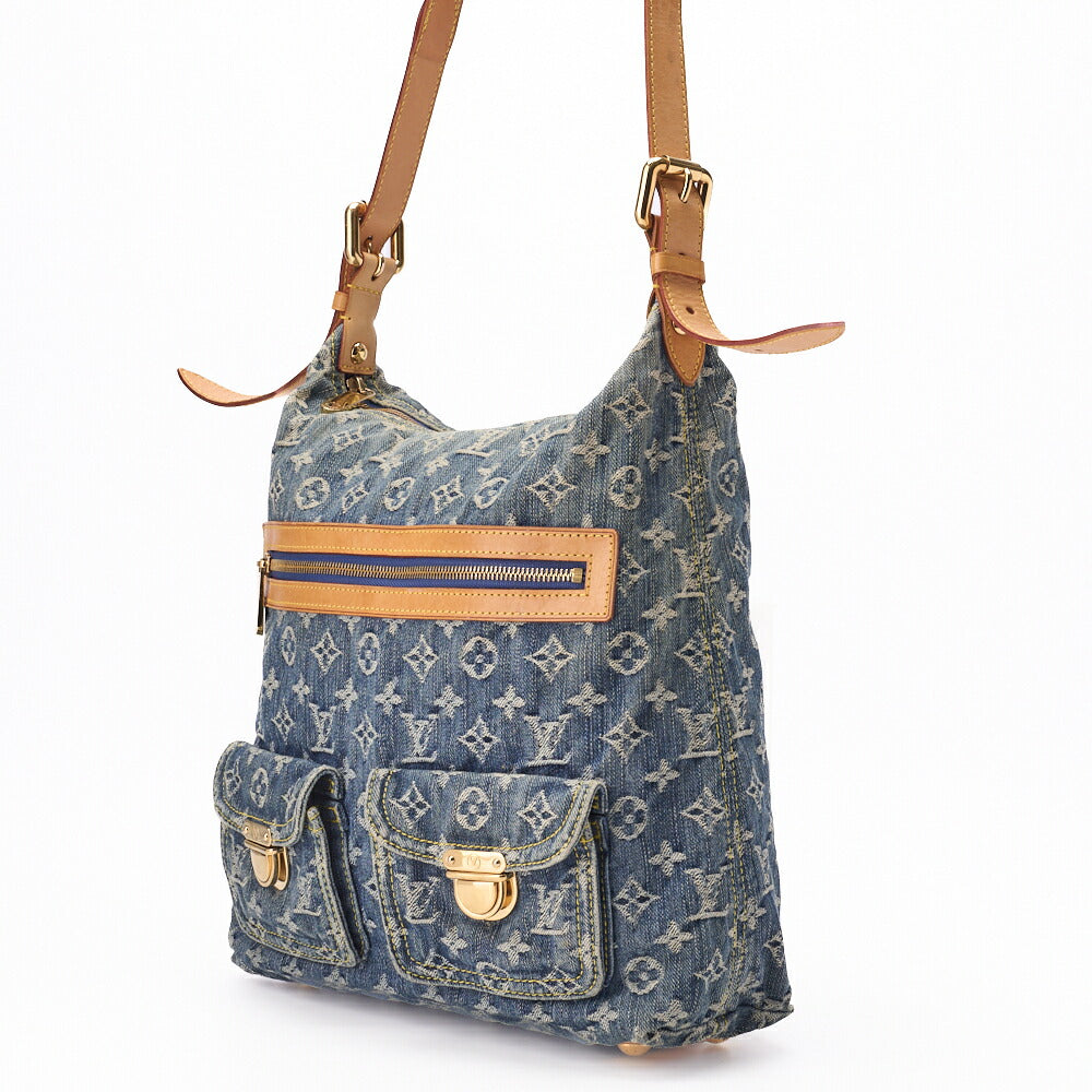 Gebrauchte Vuitton Umhängetasche, Monogram Denim Buggy GM, Blau, Goldfarbene Hardware, Gebraucht