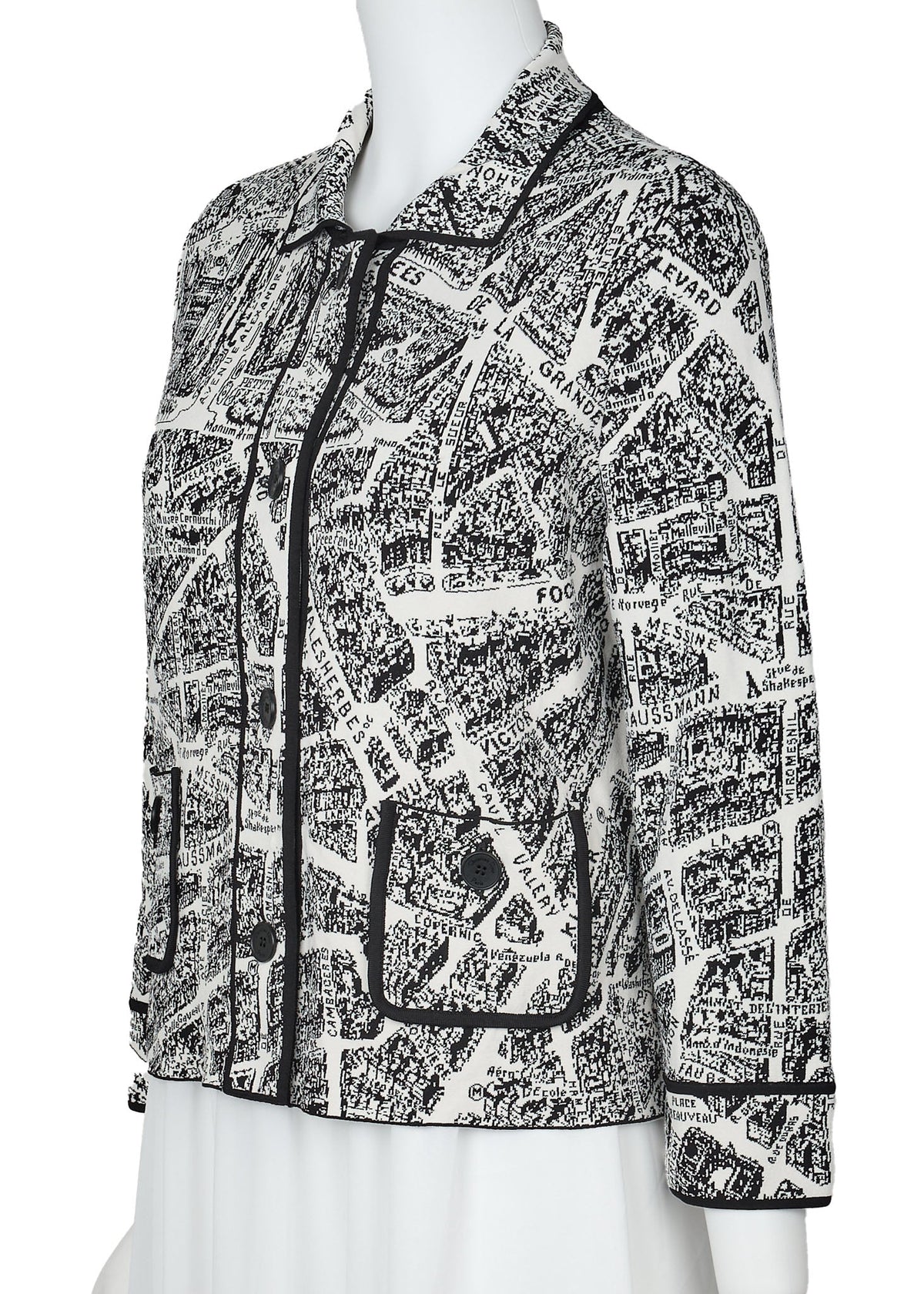 Gebrauchte Jacke, Langarm, Schnitt- und Näharbeit, Viskosemischung, Weiß, Silberfarbene Metallteile, Gebraucht