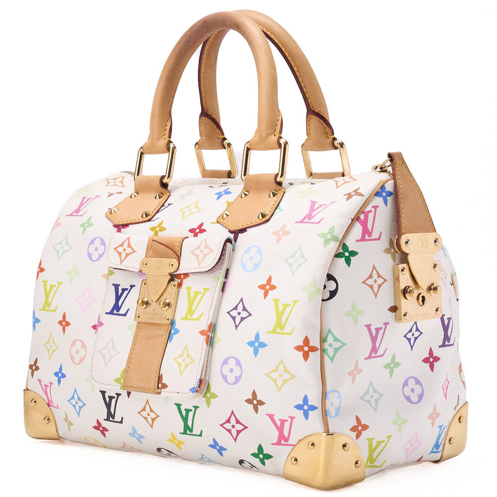 Gebrauchte Vuitton Umhängetasche, Monogramm Multicolor, Canvas, Weiß, Goldfarbene Hardware, Gebraucht