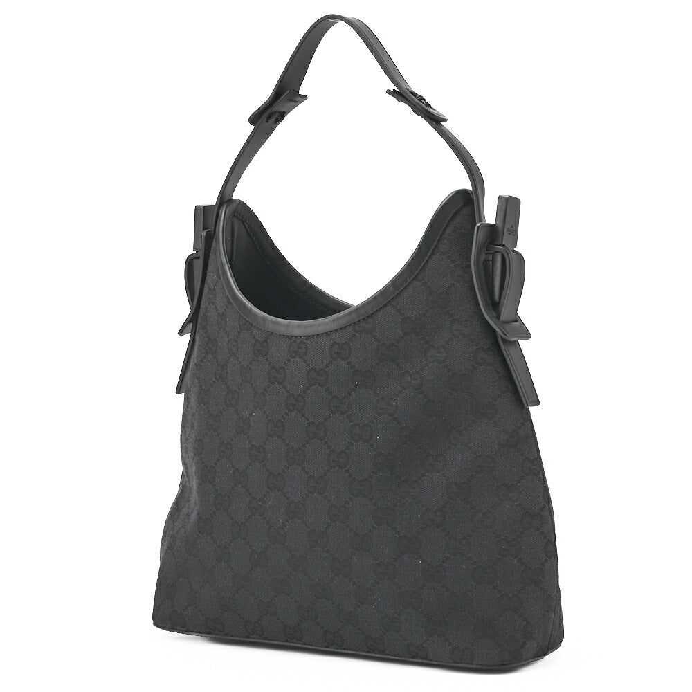 Pre-Owned Schultertasche, GG Canvas, Schwarz, Silberfarbene Hardware, Pre-Owned