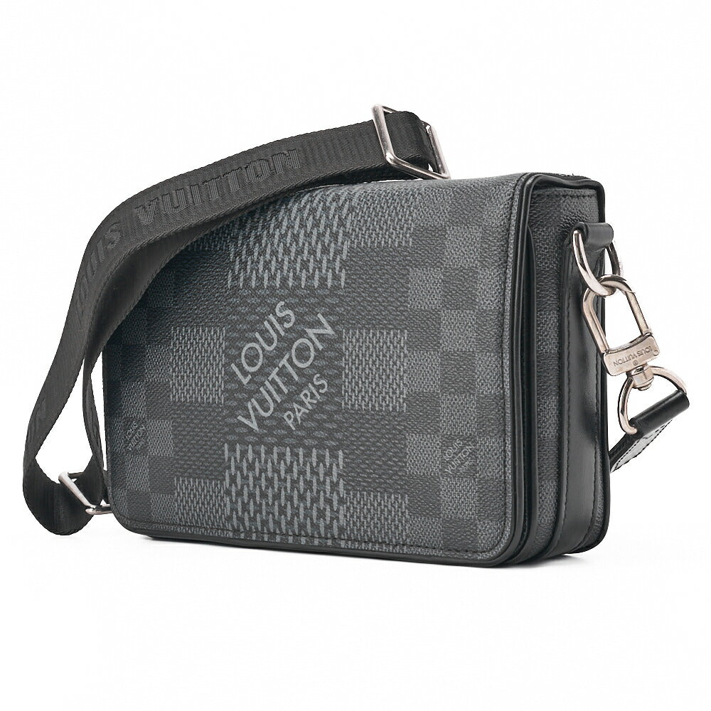Pre-Owned Vuitton Schultertasche, Damier Graphite, Schwarz, Silberfarbene Hardware, Pre-Owned