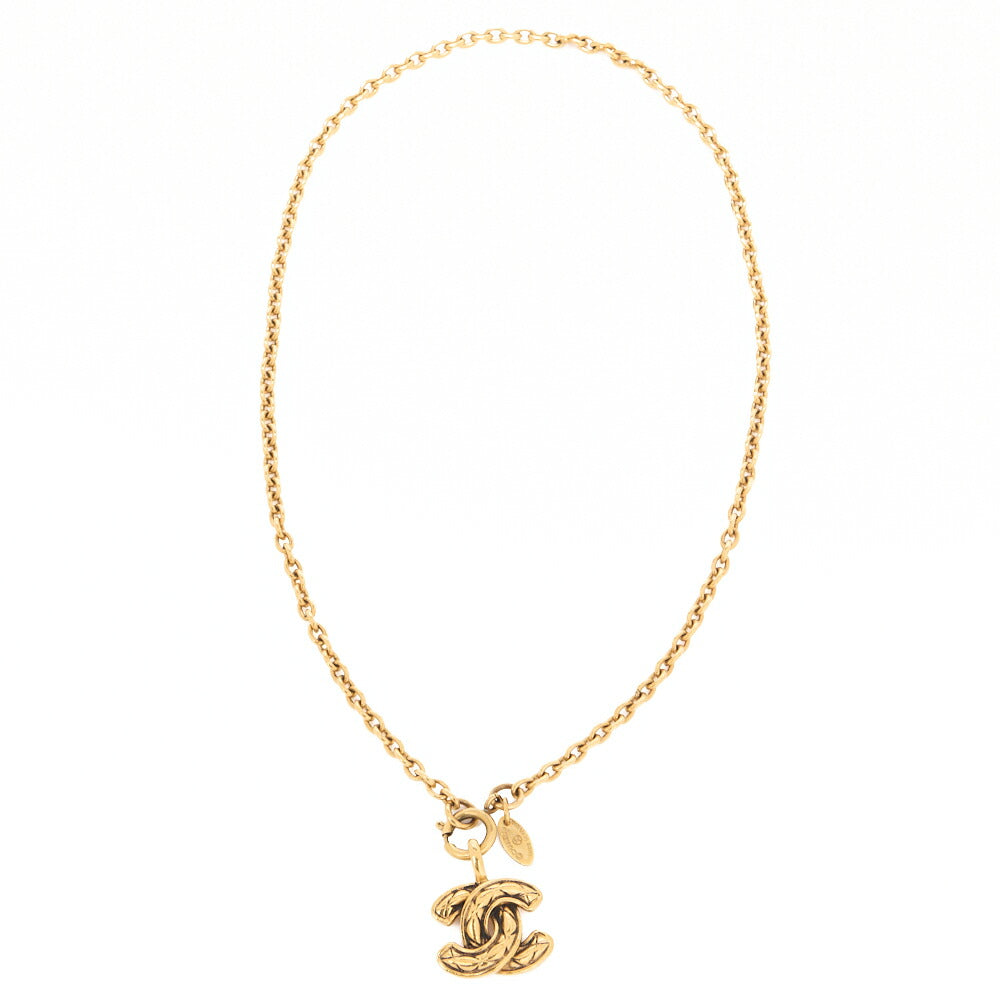 Gebrauchte Halskette, Coco Mark Matelasse, vergoldet, Gold, goldfarbene Hardware, gebraucht