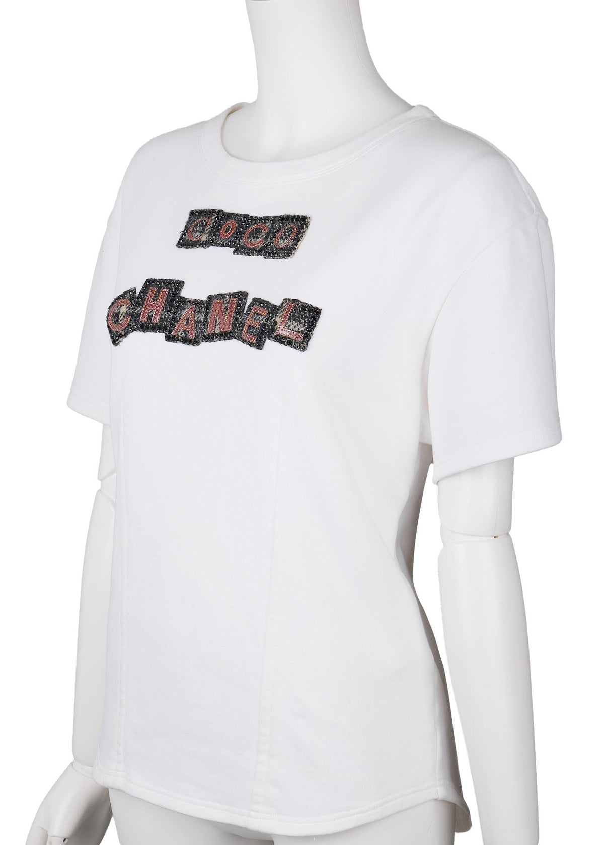 Gebrauchtes T-Shirt, Kurzarm, Schnittmuster, Baumwolle, Weiß, Gebraucht