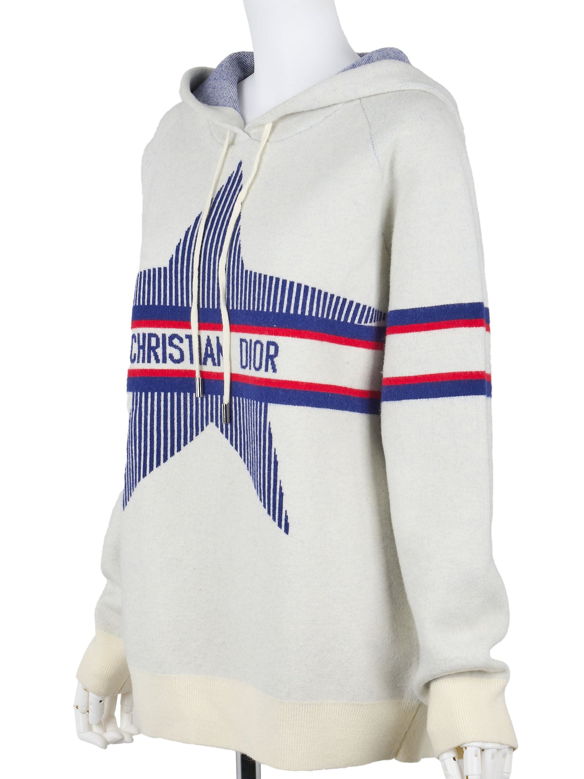 Pre-Owned Hoodie Pullover Langarm Strick Wolle Kaschmir Mehrfarbig Goldfarbene Hardware Pre-Owned