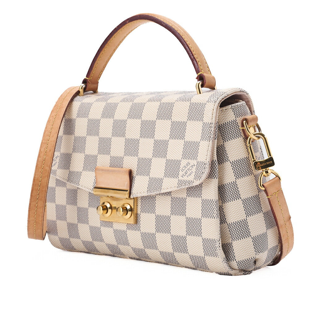 Pre-Owned Vuitton Schultertasche, Dami Azul, 2WAY, Canvas, Weiß, Goldfarbene Hardware, Pre-Owned