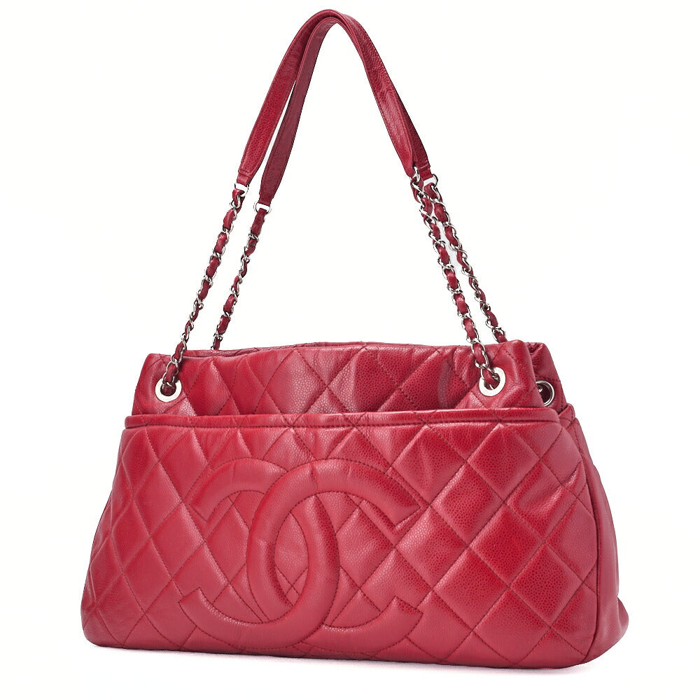 Pre-Owned Schultertasche Matelassé Caviar Skin Rot Silberfarbene Hardware Pre-Owned