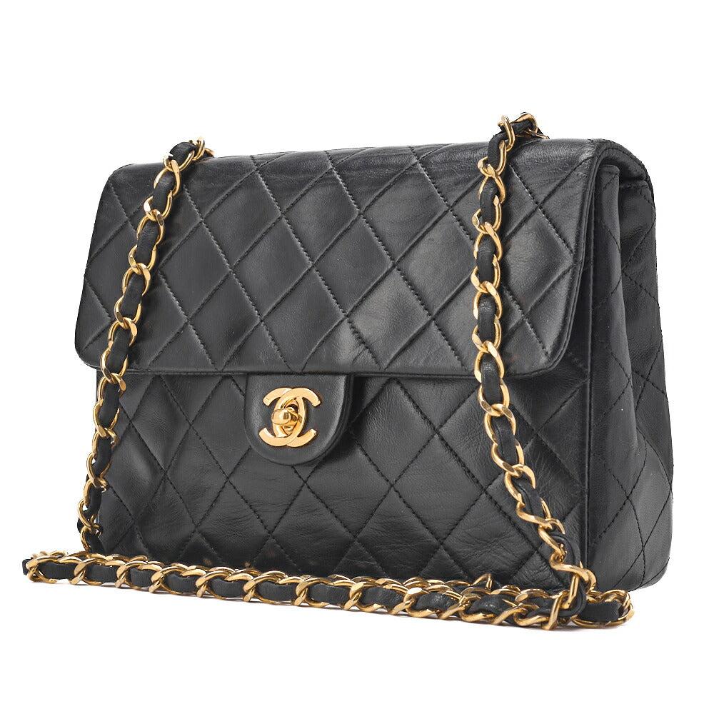 Pre-Owned Schultertasche Mini Matelassé Lammleder Schwarz Goldfarbene Hardware Pre-Owned
