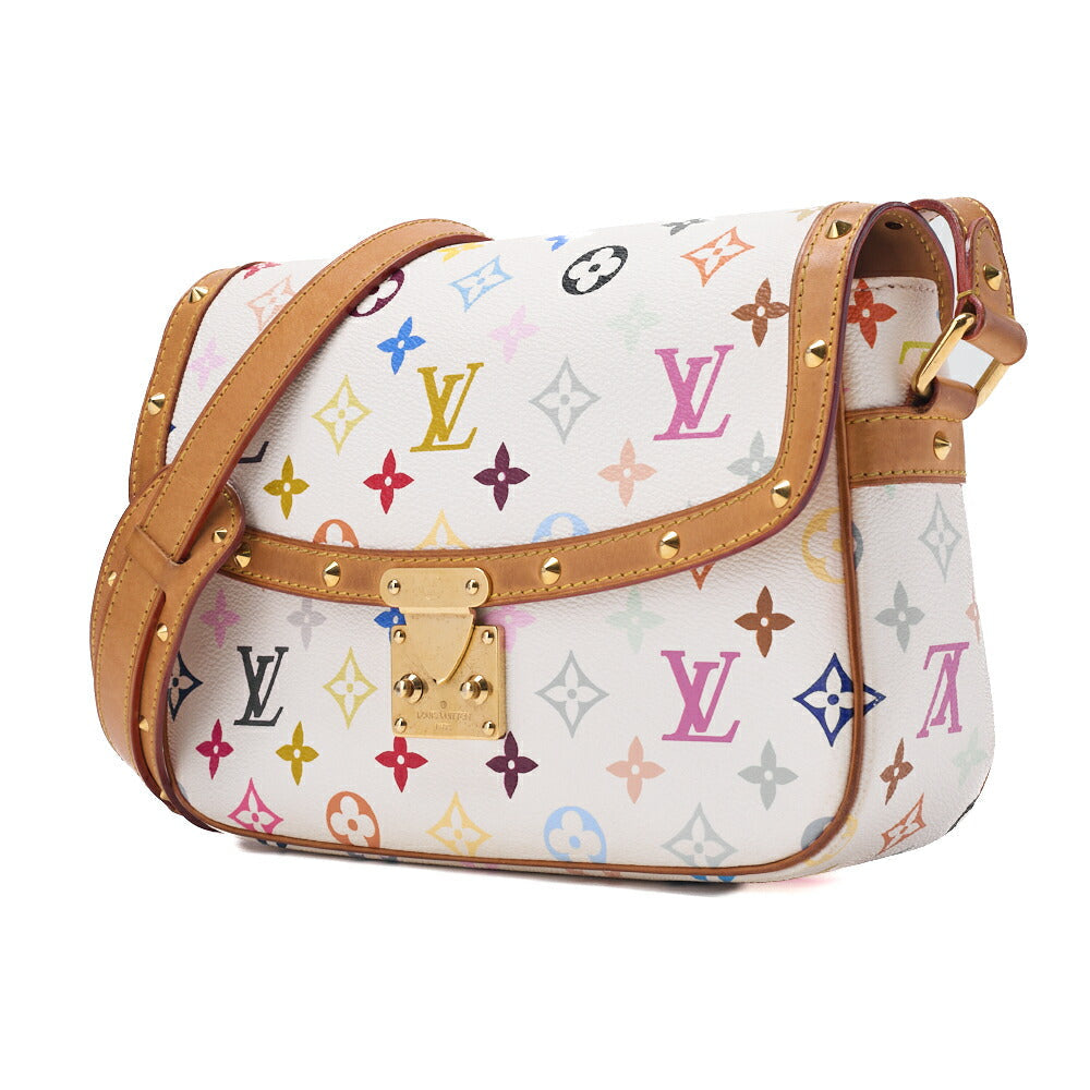 Gebrauchte Vuitton Umhängetasche, Monogramm Multicolor, Canvas, Weiß, Goldfarbene Hardware, Gebraucht