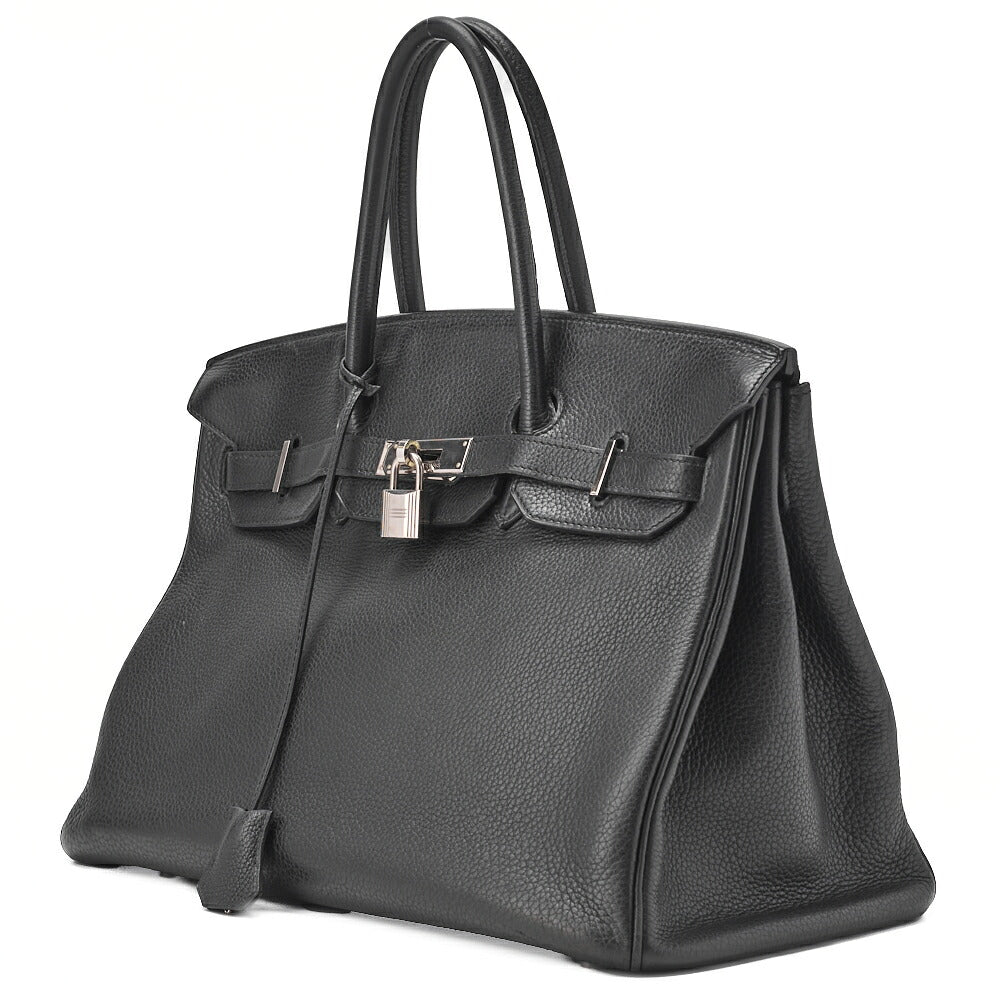 Gebrauchte Birkin 35 Handtasche, Togo, Schwarz, Silberfarbene Hardware, Gebraucht