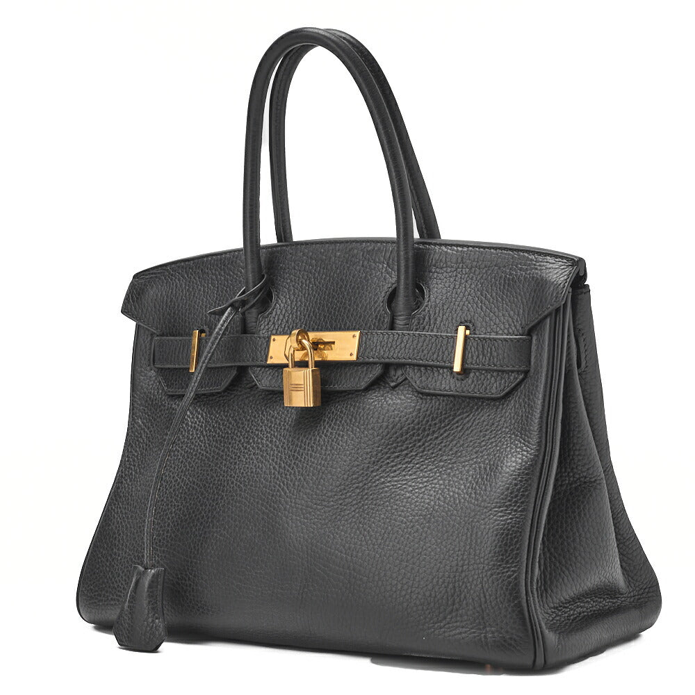 Gebrauchte Birkin 30 Handtasche Tryon Clemence Schwarz Goldfarbene Hardware Gebraucht