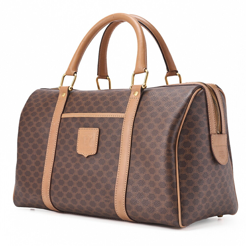 Gebrauchte Handtasche Boston Tote Bag Macadam PVC Leder Braun Goldfarbene Hardware Gebraucht
