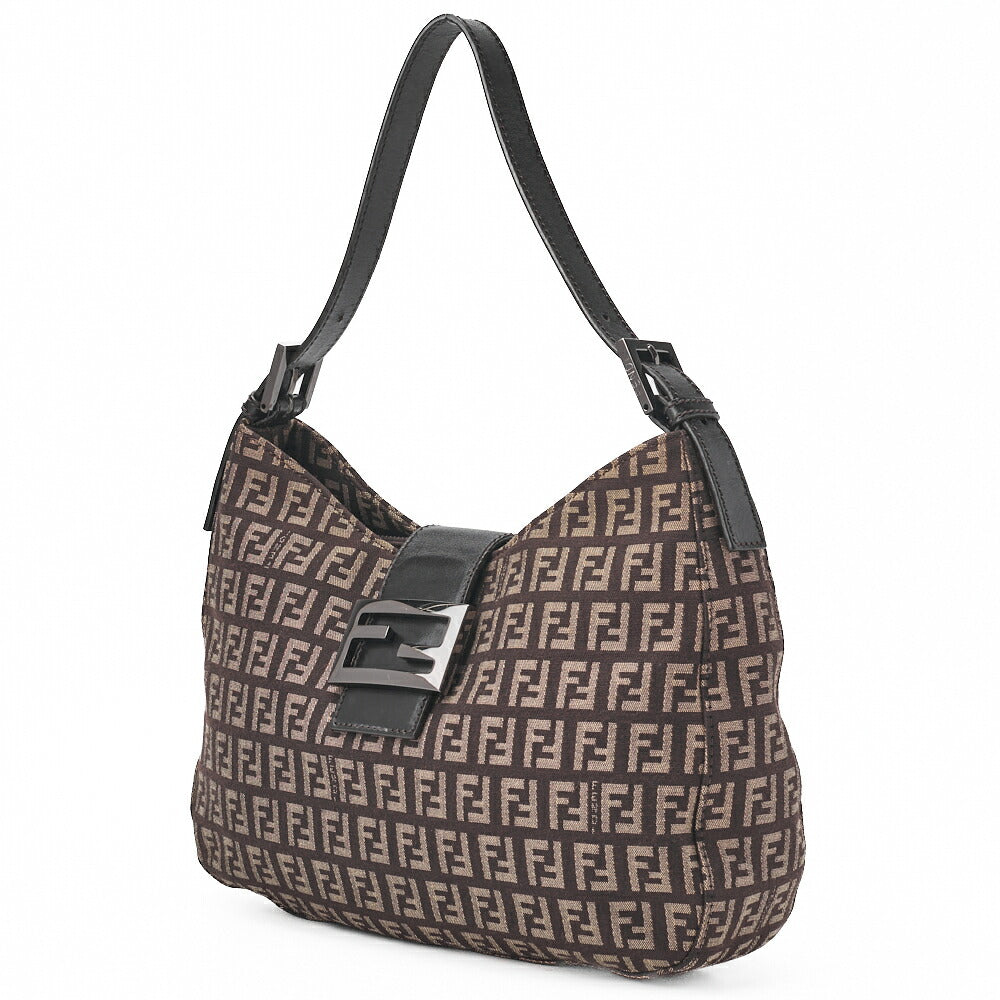 Pre-Owned One Shoulder Bag, Zucchino Canvas, Leder, Braun, Silberfarbene Metallteile, Pre-Owned