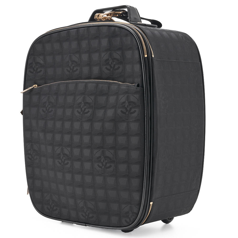 Gebrauchter Reisekoffer Canvas Schwarz Goldfarbene Hardware Gebraucht