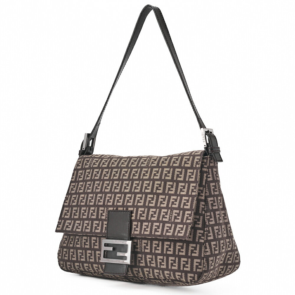 Pre-Owned Schultertasche, Zucchino Canvas Leder, Braun, Silberfarbene Hardware, Pre-Owned