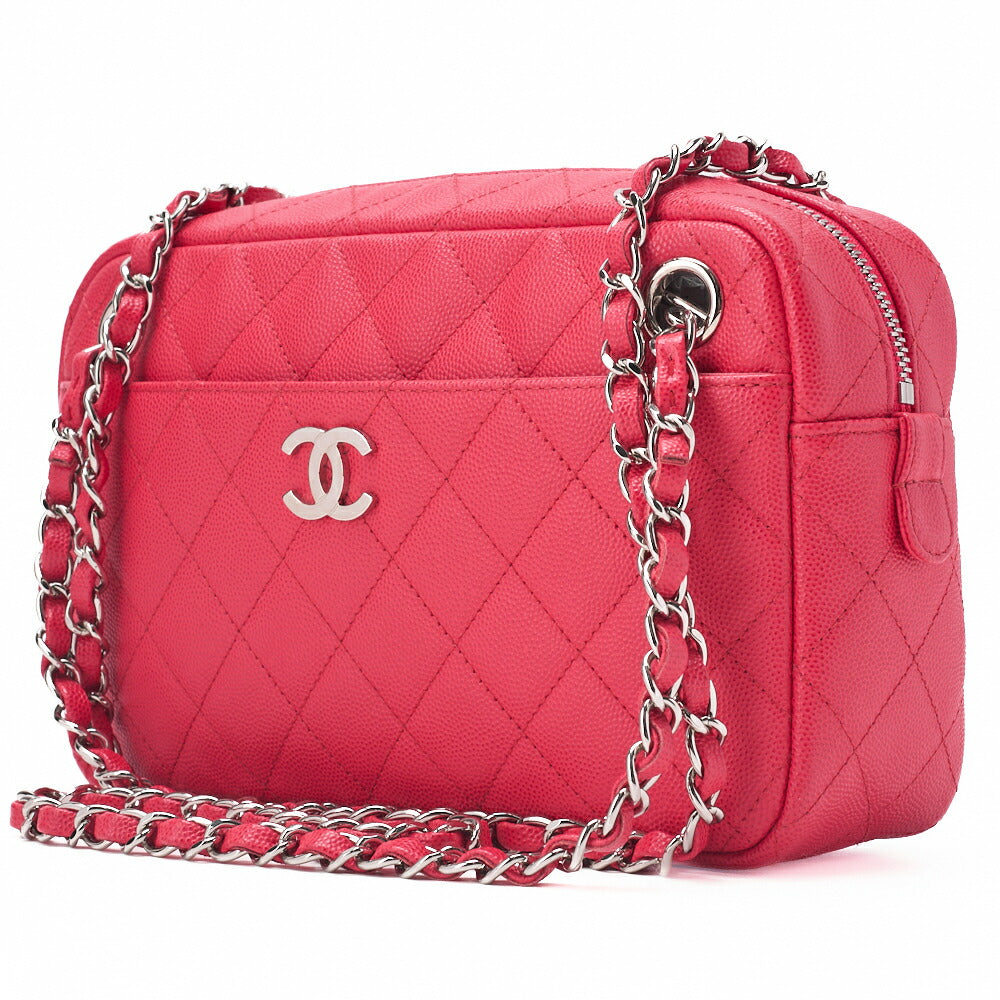 Pre-Owned Kette Schultertasche Matelasse Caviar Skin Rose Pink Silberfarbene Hardware Pre-Owned