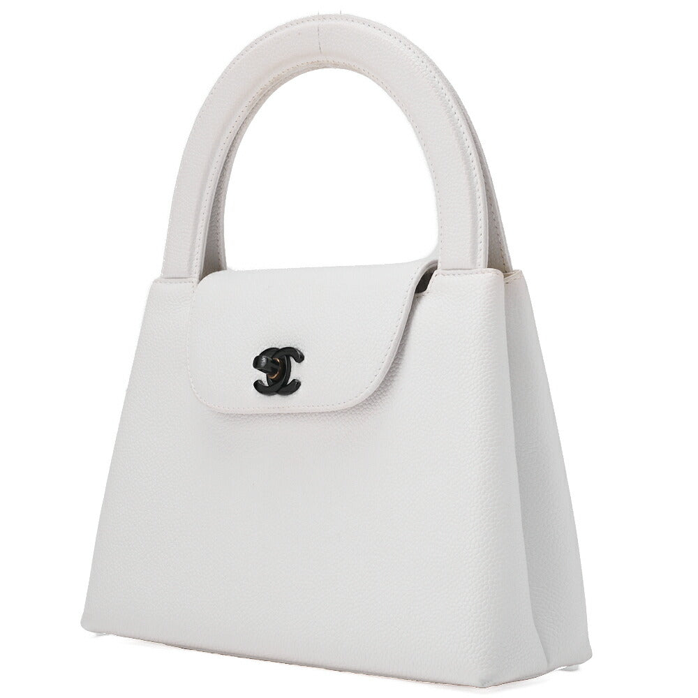 Gebrauchte Handtasche Mini Kelly Type Caviar Skin Weiß Goldfarbene Hardware Gebraucht