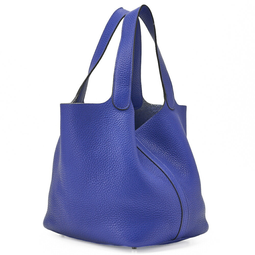 Gebrauchte Picotin Lock MM Handtasche, Tryon Clemence, Blue Electric, silberfarbene Metallteile, gebraucht