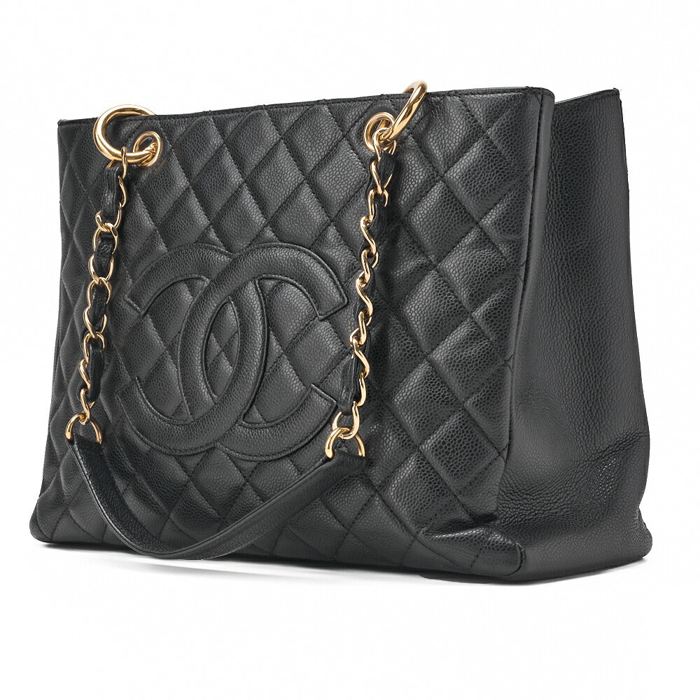 Pre-Owned Schultertasche Matelassé Caviar Skin Schwarz Goldfarbene Hardware Pre-Owned