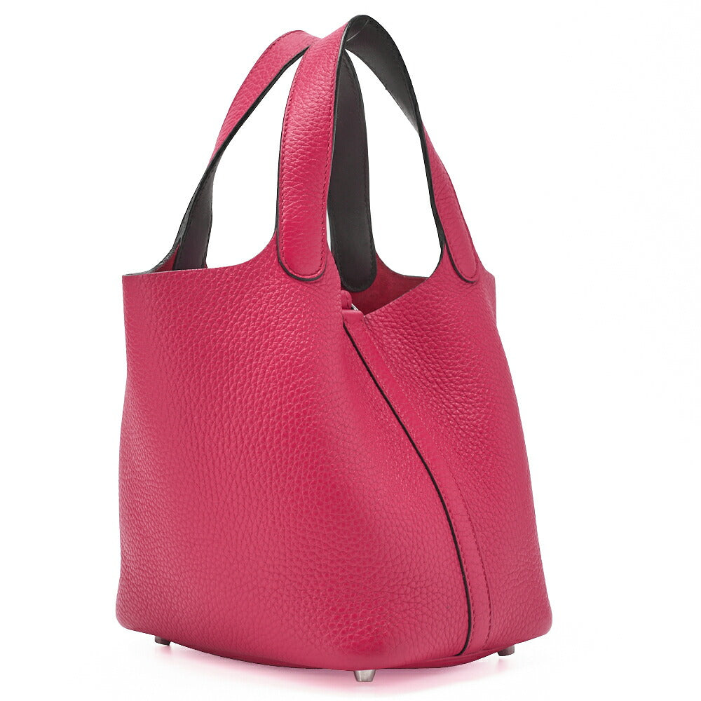 Gebrauchte Picotin Lock PM Handtasche Tryon Clemence Framboise Rouge, silberfarbene Hardware, gebraucht