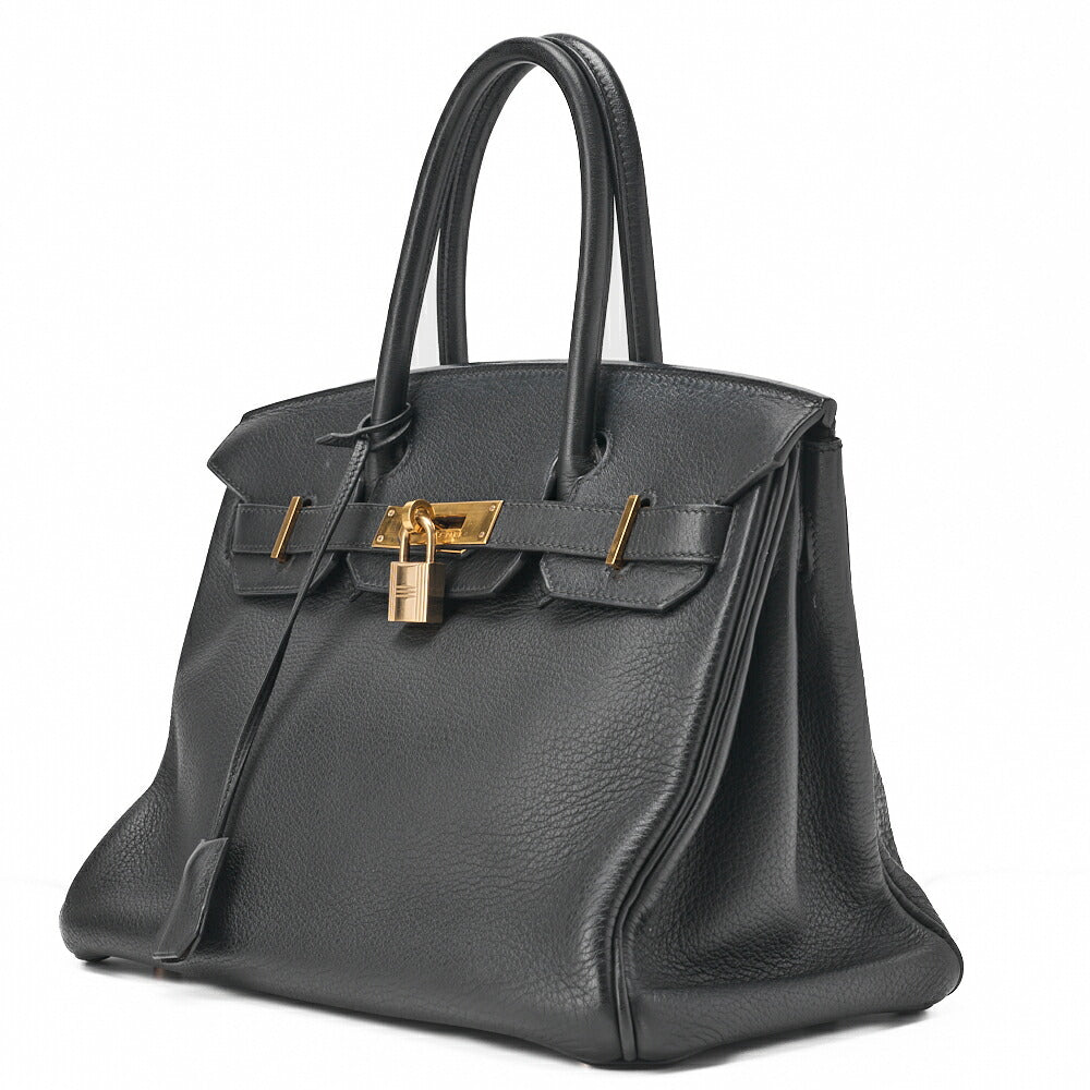 Gebrauchte Birkin 30 Handtasche Tryon Clemence Schwarz Goldfarbene Hardware Gebraucht