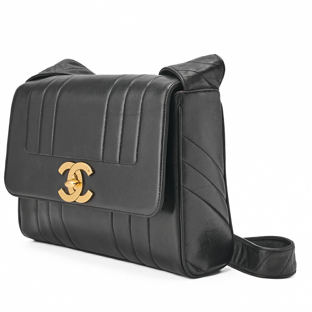 Pre-Owned Schultertasche, Mademoiselle Deca Coco, Lammleder, Schwarz, Goldfarbene Hardware, Pre-Owned