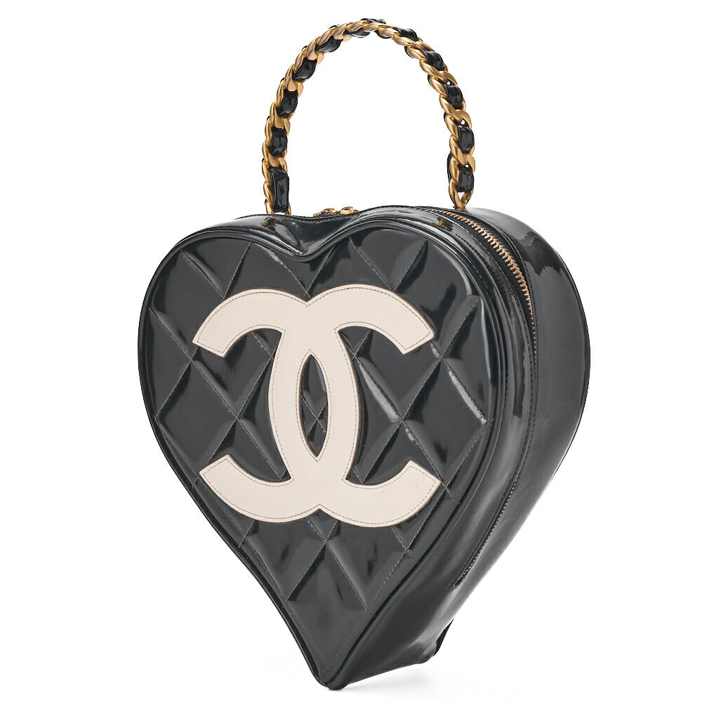 Gebrauchte Handtasche Matelasse Coco Mark Heart Canvas Schwarz Goldfarbene Hardware Gebraucht