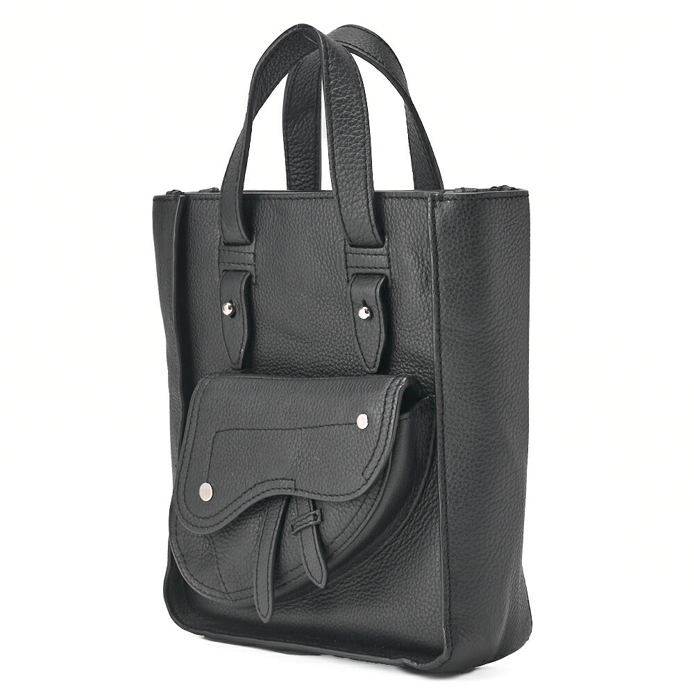 Pre-Owned Homme Saddle Handbag Mini, Leder, Schwarz, Silberfarbene Hardware, Pre-Owned
