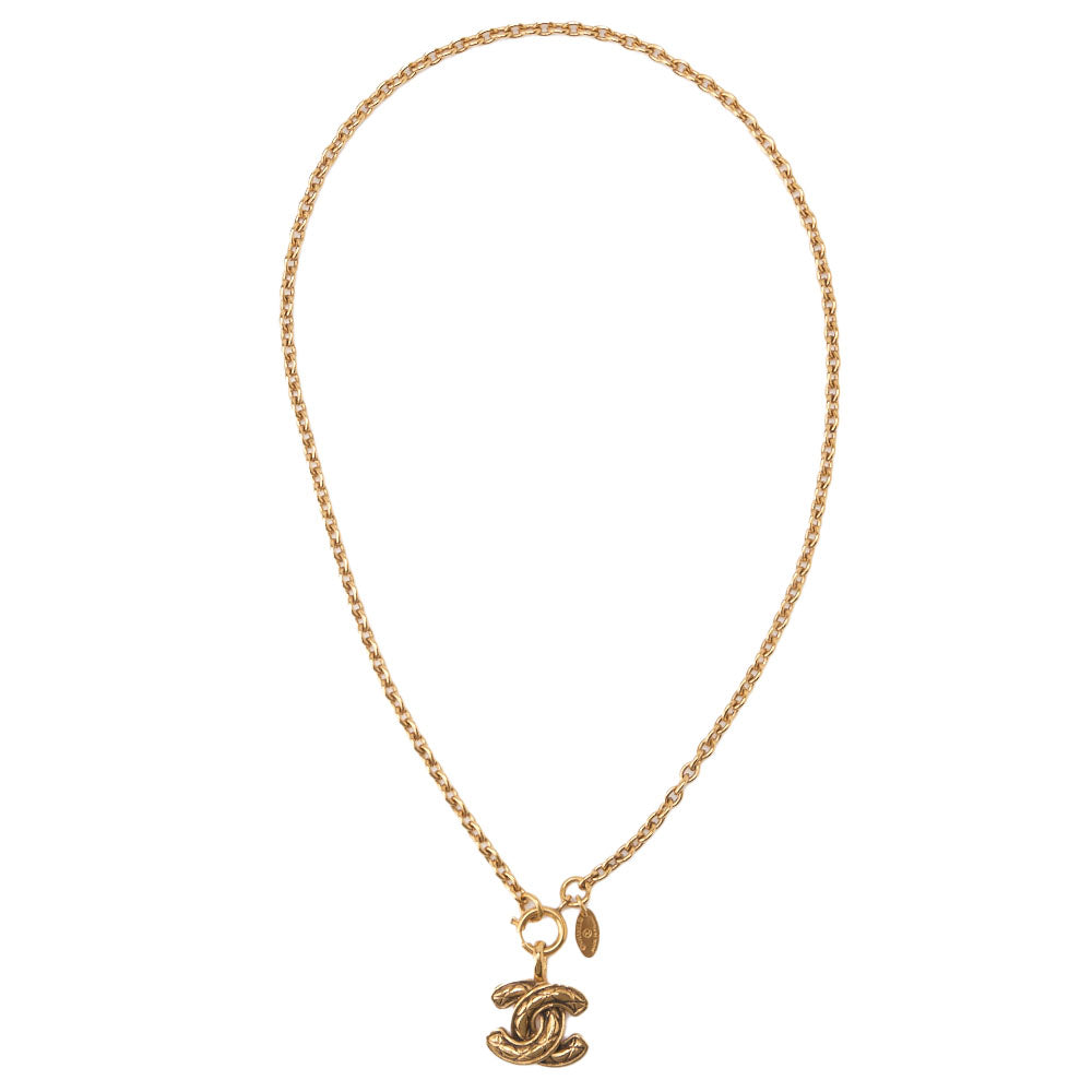 Pre-Owned Halskette, Coco Mark Matelasse, Vergoldet, Gold, Goldfarbene Hardware, Pre-Owned