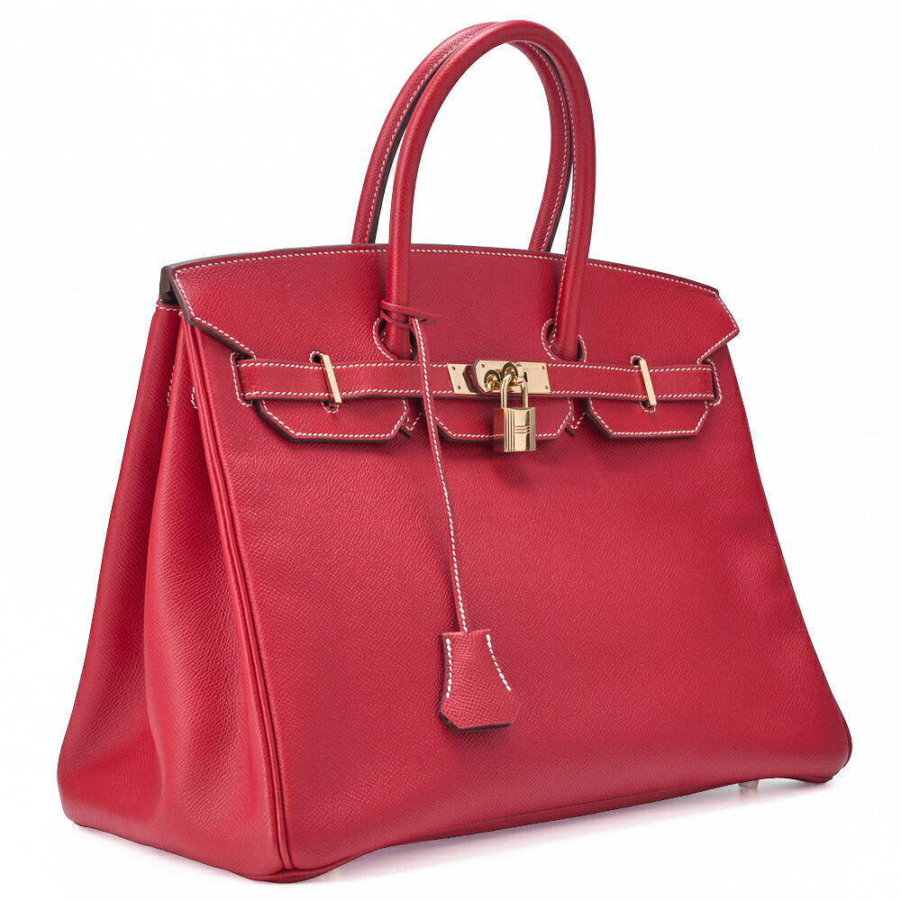 Gebrauchte Birkin 35 Handtasche Epson, Rouge Cazak × Corveil Rot, Goldfarbene Hardware, Gebraucht